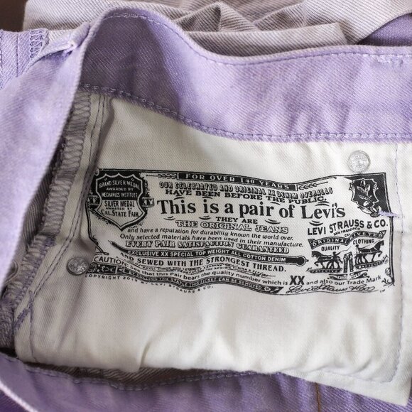 Womens Size 28 Levis 501 Denim Shorts Pastel Purple Button Fly Mid Rise Cuffed - Picture 10 of 10